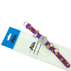 Relda Children’s Analogue 3D Colourful Flower Purple Silicone Strap Girl’s Watch REL42
