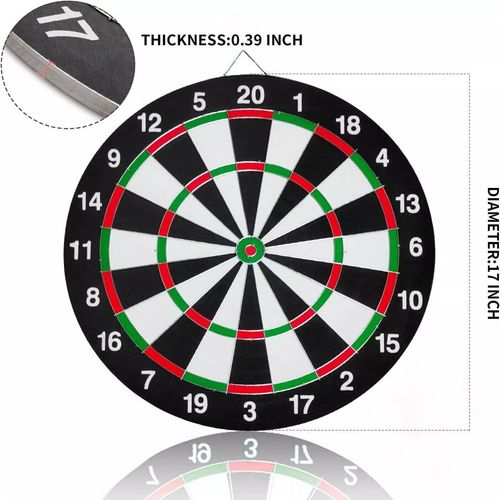 FULL SIZE 17’’ DARTBOARD SET 6 DARTS FUN FAMILY DART BOARD GAME ADULTS KIDS XMAS
