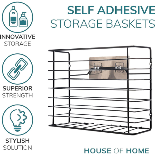Wall Mounted Kitchen Storage Basket in Black Powder Coating