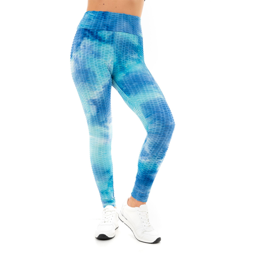 TIE DYE HONEYCOMB LEGGING BLU M